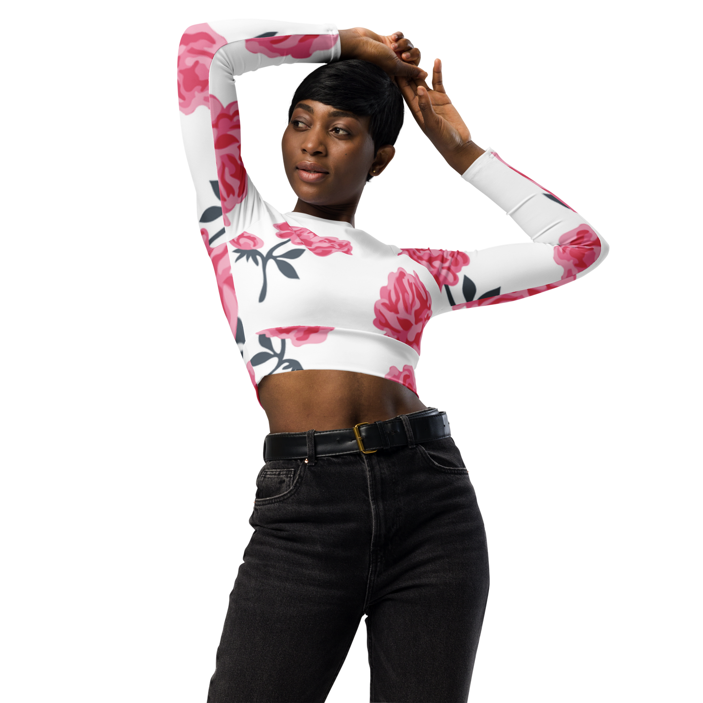 Rose Recycled long-sleeve crop top