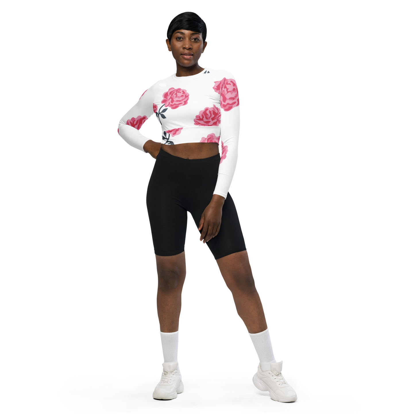 Rose Recycled long-sleeve crop top