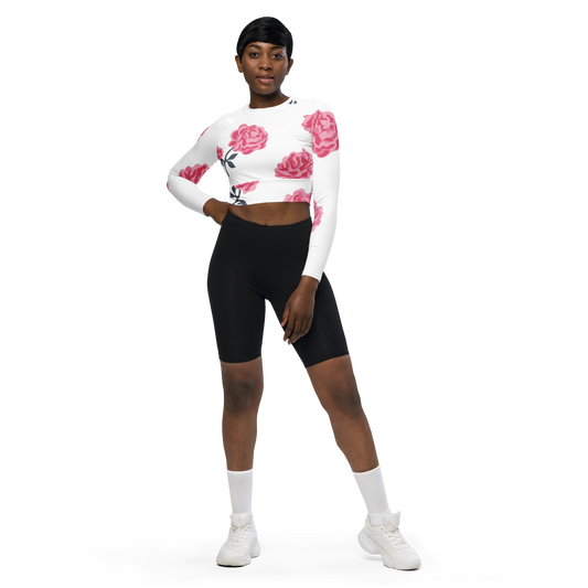 Rose Recycled long-sleeve crop top