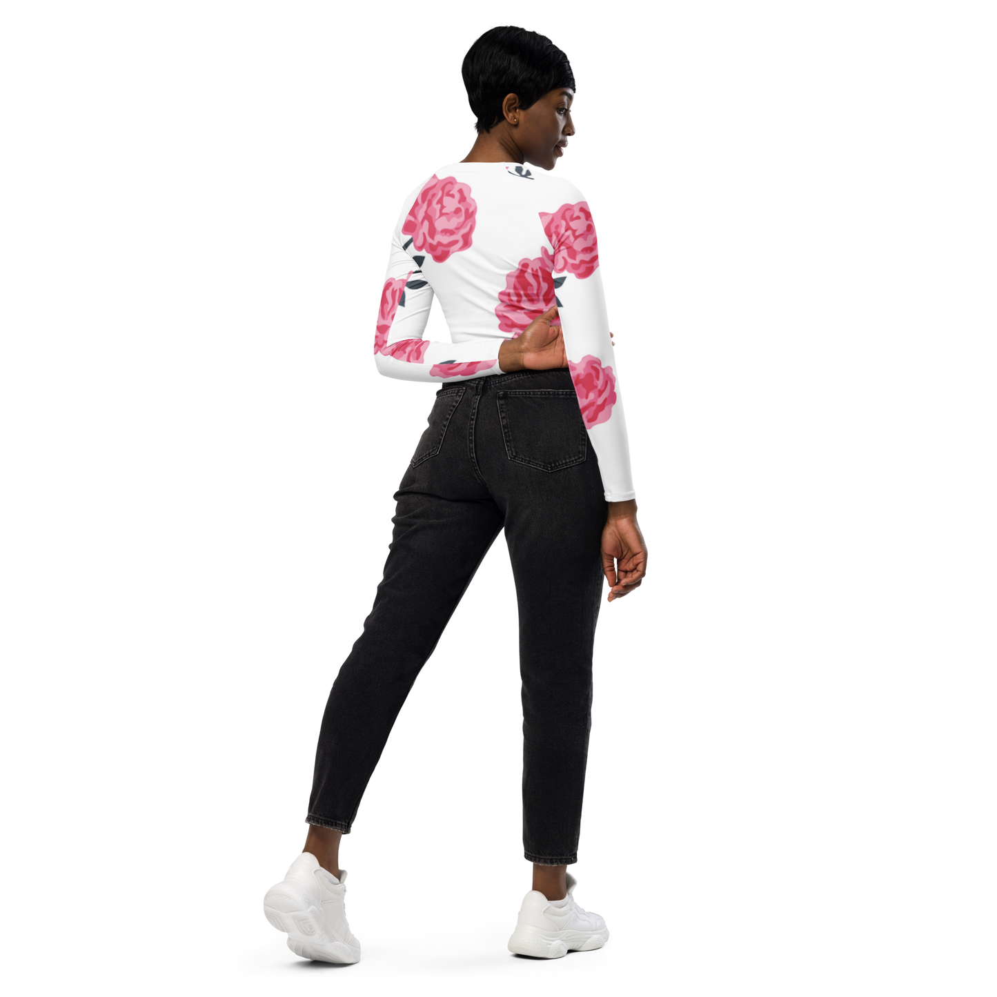 Rose Recycled long-sleeve crop top